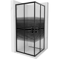 Mexen Rio Cabine de douche carrée 90 x 90 cm, Rayures, Noir - 860-090-090-70-20