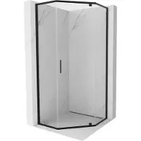Mexen Exo cabine de douche pentagonale pivotante 90 x 90 cm, transparente, noire - 812-090-090-70-00