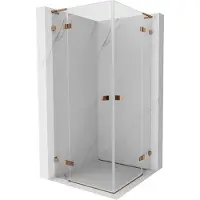 Mexen Lunar L Duo cabine de douche battante 115 x 115 cm, transparent, or rose - 834L-115L-115P-60-00