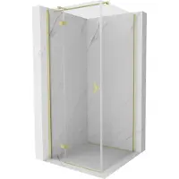 Mexen Mist H T cabine de douche, porte gauche 75 x 75 cm, transparent, or brossé - 8A5T-075-075-55-00-L