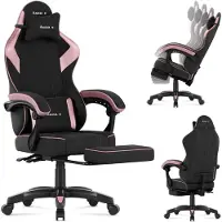 Huzaro Chaise de jeu Force 3.7 Pink avec repose-pieds - Chaise pivotante ergonomique avec coussin et dossier réglable