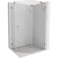 Mexen Lunar cabine de douche pentagonale pivotante droite 100 x 90 cm, transparent, cuivre brossé - 831-100P-090L-65-00-P