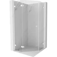 Mexen Lunar cabine de douche pentagonale pivotante gauche 80 x 80 cm, transparent, blanc - 831-080L-080P-20-00-L