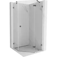 Mexen Lunar Cabine de douche pentagonale ouverture à droite 100 x 100 cm transparente, gun gray brossé - 831-100P-100L-66-00-P