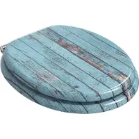 vidaXL Assise de toilette à fermeture douce, lot de 2, bleu, 44 x 38 cm, panneau MDF