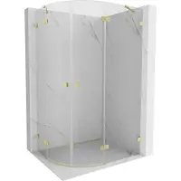 Mexen Lunar cabine de douche semi-circulaire pivotante droite 100 x 90 cm, transparente, or brossé - 833-100P-090L-55-00