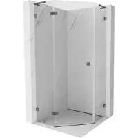 Mexen Lunar L cabine de douche pentagonale pivotante gauche 80x80 cm, transparent, gris canon brossé - 831L-080L-080P-66-00-L