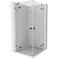 Mexen Lunar Duo cabine de douche pivotante 105 x 105 cm, transparent, or rose - 834-105L-105P-60-00