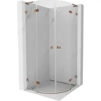 Mexen Lunar L cabine de douche semi-circulaire à charnière 90 x 90 cm, transparent, or rose - 833L-090L-090P-60-00
