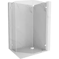 Mexen Lunar L cabine de douche pentagonale pivotante droite 90 x 80 cm, transparent, blanc - 831L-090P-080L-20-00-P