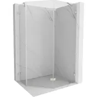 Mexen Lunar cabine de douche pentagonale pivotante droite 100 x 80 cm, transparent, nickel brossé - 831-100P-080L-97-00-P
