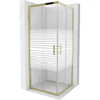 Mexen Rio cabine de douche carrée 80 x 80 cm, Stripes, Gold - 860-080-080-50-20