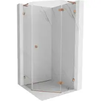 Mexen Lunar L cabine de douche pentagonale pivotante droite 100x100 cm, transparent, cuivre brossé - 831L-100P-100L-65-00-P