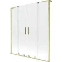 Mexen Paravent de baignoire Velar L Duo à 2 volets coulissants 160 x 150 cm, transparent, or brossé - 896-160-003-02-55
