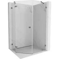 Mexen Lunar cabine de douche pentagonale pivotante gauche 90 x 100 cm, transparent, gun gray brossé - 831-090L-100P-66-00-L