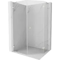 Mexen Lunar L cabine de douche pentagonale pivotante droite 90x100 cm, transparent, nickel brossé - 831L-090P-100L-97-00-P