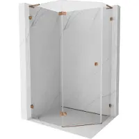 Mexen Lunar L cabine de douche pentagonale pivotante gauche 100 x 80 cm, transparent, or rose - 831L-100L-080P-60-00-L