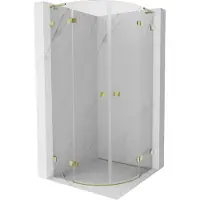 Mexen Lunar L cabine de douche demi-ronde battante 100 x 100 cm, transparent, or - 833L-100L-100P-50-00