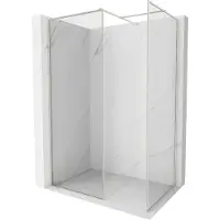 Mexen Kioto-F paroi de douche Walk-in avec cadre 140 x 75 cm, transparent 8 mm, nickel brossé - 800-140-202-04-97-075
