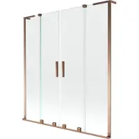 Mexen Pare-douche à deux panneaux coulissants Velar L Duo, 150 x 150 cm, transparent, or rose - 896-150-003-02-60