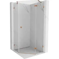 Mexen Lunar cabine de douche pentagonale pivotante droite 100 x 100 cm, transparent, cuivre brossé - 831-100P-100L-65-00-P