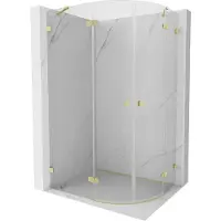 Mexen Lunar cabine de douche semi-circulaire, porte gauche 90 x 80 cm, transparent, or brossé - 833-090L-080P-55-00