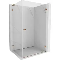 Mexen Lunar-B L cabine de douche pivotante droite 100 x 80 cm, transparent, or rose - 832L-100-080-60-00-P