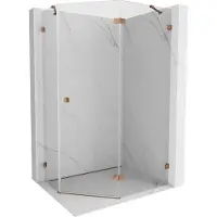 Mexen Lunar cabane de douche pentagonale battante droite 100 x 80 cm, transparent, or rose - 831-100P-080L-60-00-P