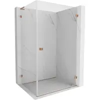 Mexen Lunar-B L cabine de douche pivotante droite 100 x 80 cm, transparente, cuivre brossé - 832L-100-080-65-00-P