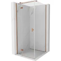 Mexen Cabine de douche à charnière gauche Mist H T 100 x 100 cm, transparente, cuivre brossé - 8A5T-100-100-65-00-L