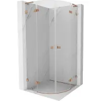 Mexen Lunar L cabine de douche semi-circulaire pivotante 100 x 100 cm, transparent, cuivre brossé - 833L-100L-100P-65-00