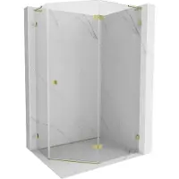 Mexen Lunar L cabine de douche pentagonale pivotante droite 100 x 80 cm, transparent, dorée - 831L-100P-080L-50-00-P