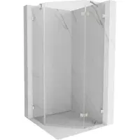 Mexen Lunar cabine de douche pentagonale pivotante droite 80 x 80 cm, transparent, nickel brossé - 831-080P-080L-97-00-P