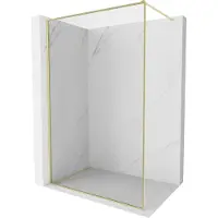 Mexen Kioto-F paroi de douche Walk-in avec cadre 50 x 202 cm, transparent 8 mm, or brossé - 800-050-104-55-00