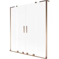 Mexen Paroi de baignoire coulissante 2 volets Velar L Duo 150 x 150 cm, dépoli, or rose - 896-150-003-32-60