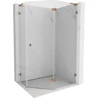 Mexen Lunar L cabine de douche pentagonale à charnière droite 100 x 80 cm, transparent, or rose - 831L-100P-080L-60-00-P