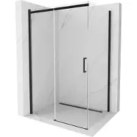 Mexen Omega cabine de douche à roulettes 140 x 90 cm, transparent, noir - 825-140-090-70-00