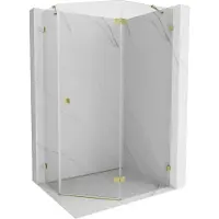 Mexen Lunar cabine de douche pentagonale pivotante droite 100 x 80 cm, transparent, dorée - 831-100P-080L-50-00-P