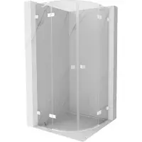 Mexen Cabine de douche arrondie pivotante Lunar 80 x 80 cm, transparent, blanche - 833-080L-080P-20-00