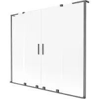 Mexen Velar L Duo paroi de baignoire à 2 panneaux coulissants 170 x 150 cm, givre, gun gray brossé - 896-170-003-32-66
