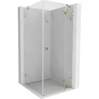Mexen Lunar cabine de douche pivotante droite 100 x 100 cm, transparent, or - 834-100-100-50-00-P