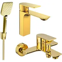 Mexen Alexa SET Mélangeur lavabo + bain avec accessoires R62, or (71203R62-50)