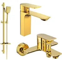 Mexen Alexa SET Mélangeur lavabo + bain avec accessoires DQ62, or (71203DQ62-50)