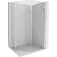 Mexen Lunar L cabine de douche pentagonale pivotante gauche 90 x 100 cm, transparent, nickel brossé - 831L-090L-100P-97-00-L