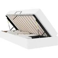 vidaXL Lit coffre avec matelas, espace de rangement, 2 pièces, blanc, similicuir