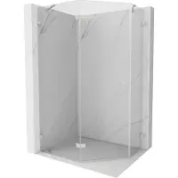 Mexen Lunar cabine de douche pentagonale pivotante gauche 100 x 80 cm, transparent, nickel brossé - 831-100L-080P-97-00-L
