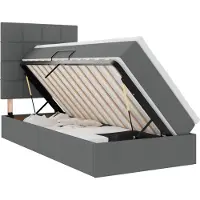 vidaXL Lit coffre à LED avec matelas, gris foncé, 90 x 200 cm, tissu
