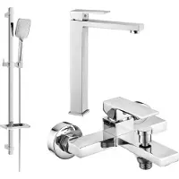 Mexen Uno DQ62 SET Mélangeur lavabo + bain avec accessoires, chrome (71413DQ62-00)