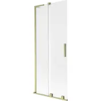Mexen Velar L paroi de baignoire coulissante à 2 vantaux 80 x 150 cm, givrée, or brossé - 896-080-003-31-55