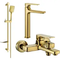 Mexen Lynx DF62 Mélangeur lavabo et baignoire avec accessoires, or (745913DF62-50)